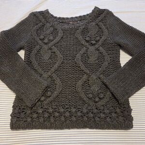 Hazel Charcoal Grey Chunky Cable Knit Bobble Sweater - Size XS